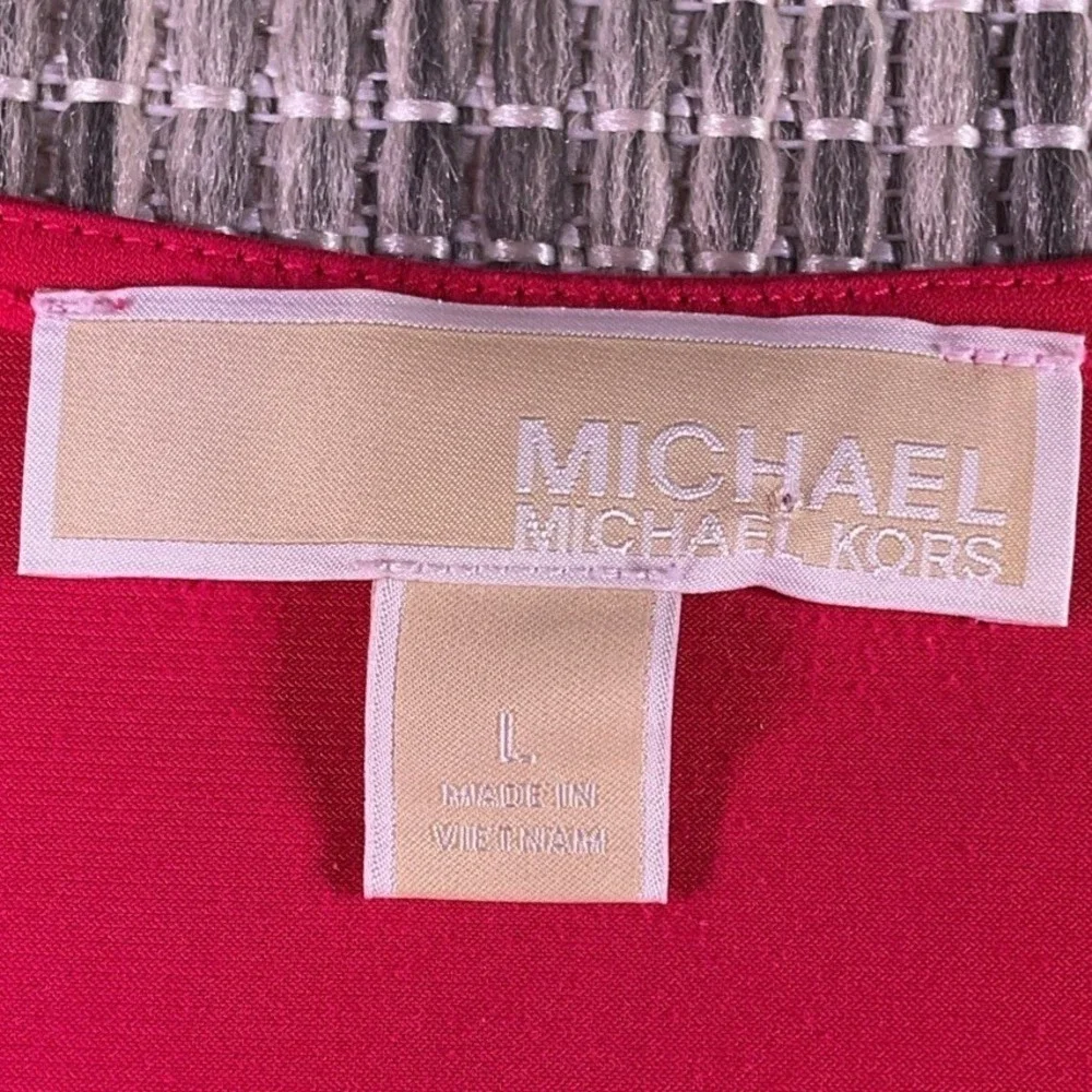 Michael Kors Womens Hot Pink Short Sleeve Ladder Cutout Shoulder Top Large MK